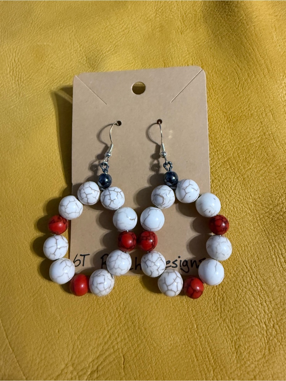 Western, Cowgirl White and Red Beaded Hoop Earrings - Handmade